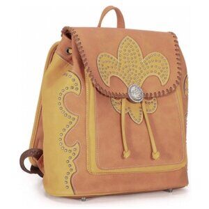 NWT Montana West Fleur-de-Lis Backpack Style Handbag w/Whipstitch, Studs, Concho